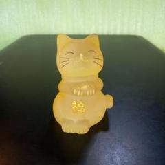福猫　置物　オブジェ　フィギュア　アンティーク　レトロ　招き猫　半透明