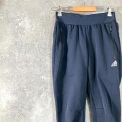adidas　フィットネスパンツ　スキニー　ネイビー　ワンポイント　ロゴ　裏起毛