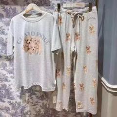 ジェラートピケ トイプードルワンポイントTシャツ&ロングパンツ