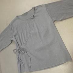 グレー リブ　変形Tシャツ　Lサイズ