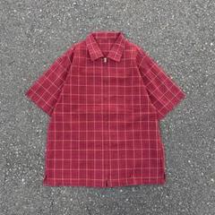 90s Vintage unknown シアサッカージップシャツ ボックス 立体
