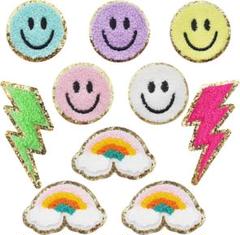 ✨新品✨ワッペン アイロン 10枚セット キラキラボーダー付き 刺繍ワッペン