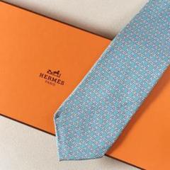 美品 エルメス HERMES ネクタイ フランス製 ライトブルー