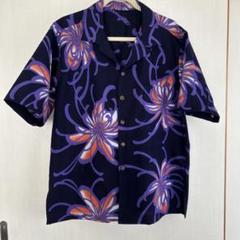 浴衣　アロハシャツ　シャツ　菊　リメイク　ハンドメイド