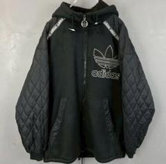 80s 90s ADIDAS 切替 キルティング ジャケット パーカ 黒 メンズ