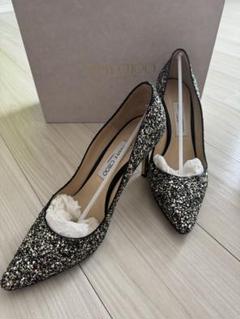 未使用級＊ジミーチュウ パンプス グリッター ROMY シルバー【36】 Champagne Coarse Glitter Fabric Pointy Toe Pump| ROMY 85