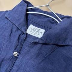 UNITED ARROWS ユナイテッドアローズ　リネン　7分袖シャツ　ネイビー
