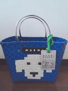 MARNI 青い犬モチーフトートバッグ MARNI バッグ フラワーカフェ カゴバッグ アニマルバスケット
