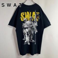 バックプリント SWAT スワット ワンポイントロゴ 半袖Tシャツ 黒 Lサイズ