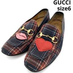 希少【GUCCI】ドレスシューズ ローファー ホースビット チェック アップリケ