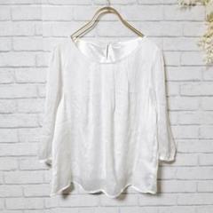 【美品】(L) Lavannor 長袖ブラウス トップス ホワイト ストライプ
