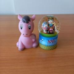 2点セット ヤン坊マー坊スノードーム JAバンク貯金箱