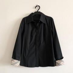 新品未着用【バーバリー】ホース刺繍/袖折返しチェックシャツ/ブラウス　38/黒 新品未着用【バーバリー】ホース刺繍/袖折返しチェックシャツ