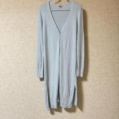 【洗える！】ＡＭＡＮ　ロングカーディガン シルク リブ ブルー 水色 TOCCA