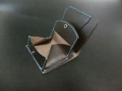 本革 小さめ 財布 手縫い 焦茶 革 ハンドメイド