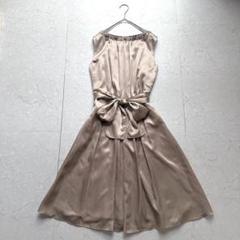 アナイ ワンピース 38 シルク ドレス リボン ビジュー プリーツ