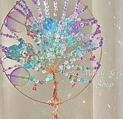 細工のサンキャッチャー白鳥の湖シーグラスアートワイヤーアート