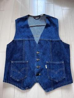 70s 80s リーバイス USA製 デニム ベスト オレンジタブ 刺繍