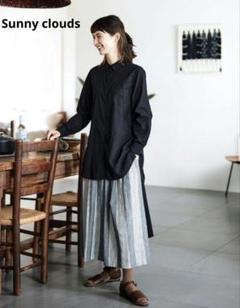 サニークラウズ Sunny clouds ロングシャツ黒 後ろ姿はワンピシャツ