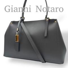 極美品 GIANNI NOTARO バックルレザーミニバッグ 2way ブラック ほぼ新品】GIANNI NOTARO レザーミニバッグ