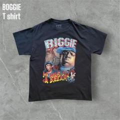BIGGIEフォトTシャツラバープリント黒ボディ HIPHOPストリート系