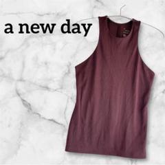 a new day レディースブラウンタンクトップ ポリエステル95%おしゃれ