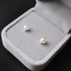090Pv【高品質✨】ピアス 一粒パール 5mm シルバー 爪留め 小さめ ミニ