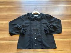 【美品】Ank Rougeアンクルージュレース襟付きブラック長袖ブラウス
