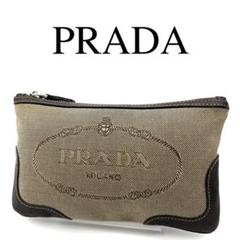 柔らかな質感の PRADA プラダ ポーチ 小物入れ ジャガード ギャランティカード バッグ