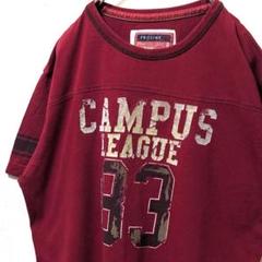プロライン キャンパスリーグ83ロゴ Tシャツ えんじ色ワインレッド赤L古着