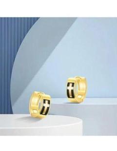 1点のみ❤ツートーン ピアス メンズ フープピアス クロス 十字架 ゴールド