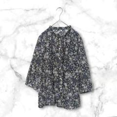フラワープリントシャツブラウス Мサイズ 美品 スタンドカラー リバティプリント