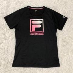 ▲FILA フィラ▲スポーツウェア 半袖Tシャツ ブラックS 薄手 スリム