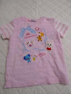 【中古】ミキハウス　うさこ　ピンク　半袖Ｔシャツ　新体操？　りぼん　豪華