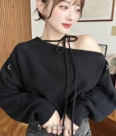 オフショルダーリボン付きニットのサムネイル
