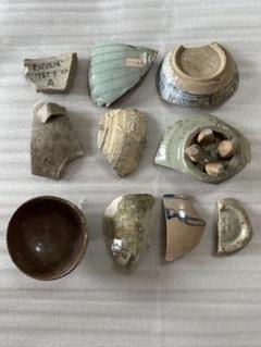 中国　陶器　金属　古陶磁　古陶片　物入れ　鳥　花 中国 陶器 金属 古陶磁 古陶片 物入れ 鳥 花