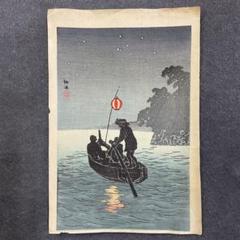 高橋松亭　「納涼」木版画　当時もの　20cm×13、3cm 高橋松亭「納涼」木版画当時もの20cm×13、3cmASTROX 88S GAME