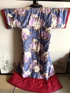 【昭和レトロ】 かいまき布団 掻巻 花柄 鮮やか 和模様 ベロア 京都 日本製②
