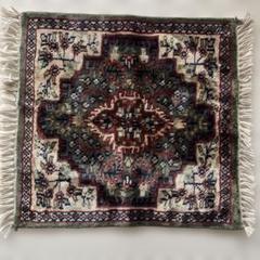 ペルシャ風ラグ 約46cm x 44.5cm フリンジ付き