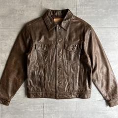 【激レア】GAP レザージャケット　ダークブラウン 90s GAP オールド ギャップ 肉厚 レザー ジャケット L ダーク
