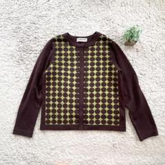 【GEORGES RECH】ドット柄カーディガン トップス ウール カシミヤ M