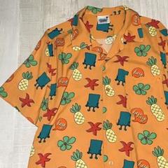 メンズ　スポンジボブ　アロハシャツ 半袖　柄シャツ　総柄　古着
