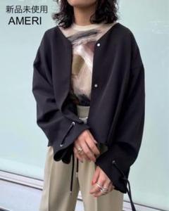 【新品タグ付き】AMERI ノーカラージャケット ブラック 2025年最新】AMERI レディース ノーカラージャケットの人気