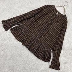 People Tree 刺繍ブラウス ブラウン L オシャレ