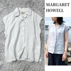 美品✨️マーガレットハウエル リネンシャツ パフスリーブ フロントタック 白 3 美品 マーガレットハウエル リネンシャツ 7分袖 サイズⅡ