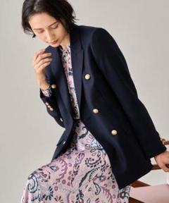美品 アナイ　ウールオックスダブルストライプ裏ジャケット 金ボタン 紺ブレ 極美品】アナイ ウールオックスダブルストライプ裏ジャケット 紺