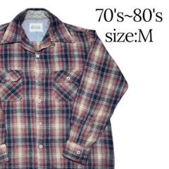 70-80s WOODSMAN Open Collar Wool Shirt
