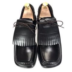 ae255【PRADA】レースアップシューズ スクエアトゥ キルト