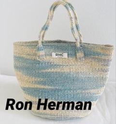 美品☆Ron Herman RHCカゴバッグ ナチュラル ブルー系　夏　天然素材 2025年最新】Ron Herman カラー：ブルー系 かごバッグの人気