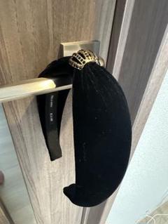 acca ベルベット ビジューカチューシャ 黒 made in Italy